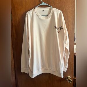 Cream Sweatshirt with Bird Embroidery